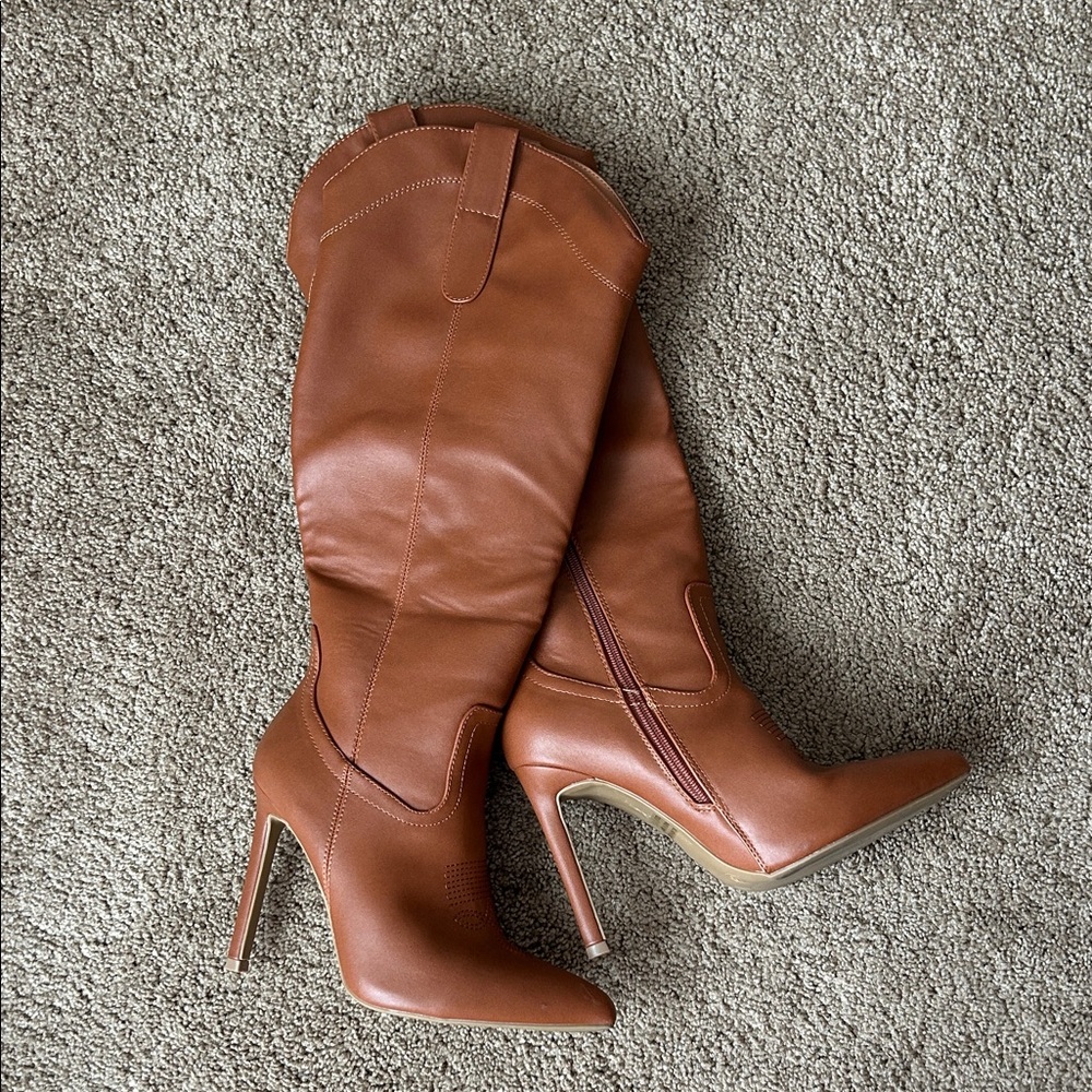 Forever 21 Brown Knee-High Stiletto Boots
